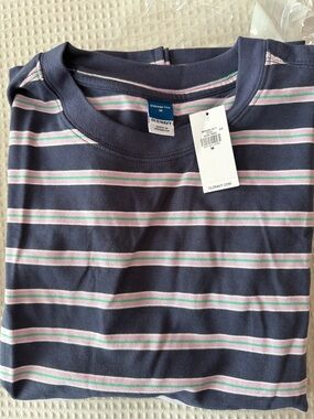 Old Navy Navy Blue Striped Tee with Pink and Mint